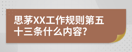 思茅XX工作规则第五十三条什么内容?
