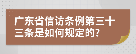 广东省信访条例第三十三条是如何规定的?