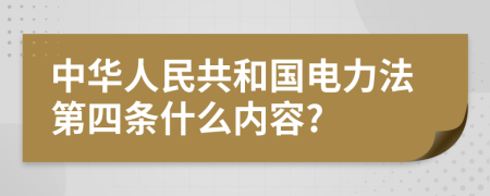 中华人民共和国电力法第四条什么内容?