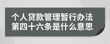 个人贷款管理暂行办法第四十六条是什么意思