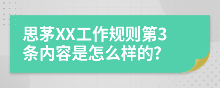 思茅XX工作规则第3条内容是怎么样的?