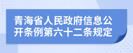 青海省人民政府信息公开条例第六十二条规定