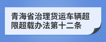 青海省治理货运车辆超限超载办法第十二条