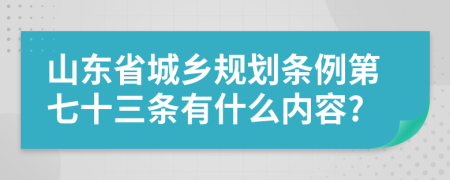 山东省城乡规划条例第七十三条有什么内容?