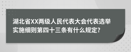 湖北省XX两级人民代表大会代表选举实施细则第四十三条有什么规定?