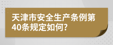 天津市安全生产条例第40条规定如何?