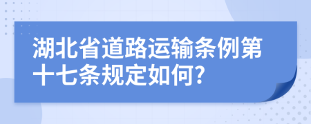 湖北省道路运输条例第十七条规定如何?