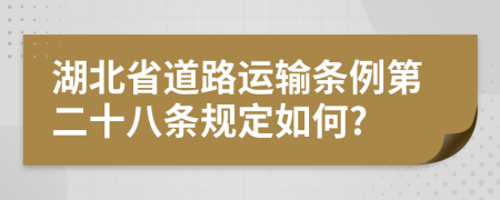 湖北省道路运输条例第二十八条规定如何?