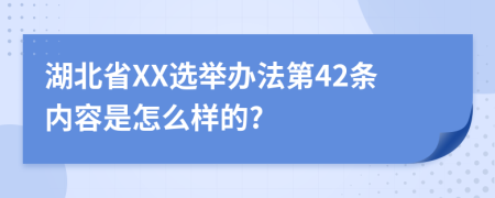 湖北省XX选举办法第42条内容是怎么样的?