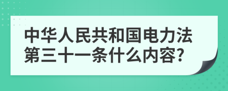 中华人民共和国电力法第三十一条什么内容?