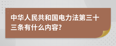 中华人民共和国电力法第三十三条有什么内容?