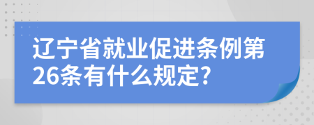 辽宁省就业促进条例第26条有什么规定?