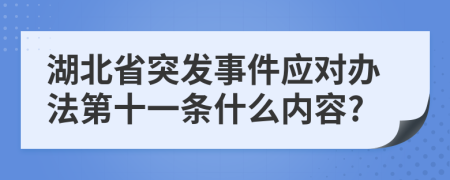 湖北省突发事件应对办法第十一条什么内容?