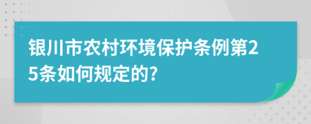 银川市农村环境保护条例第25条如何规定的?