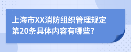 上海市XX消防组织管理规定第20条具体内容有哪些?
