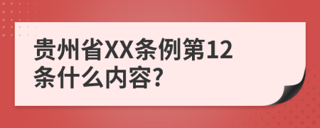 贵州省XX条例第12条什么内容?