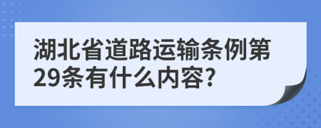 湖北省道路运输条例第29条有什么内容?