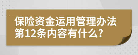 保险资金运用管理办法第12条内容有什么?