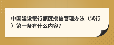 中国建设银行额度授信管理办法（试行）第一条有什么内容?