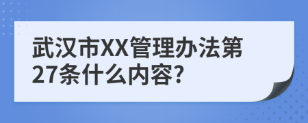 武汉市XX管理办法第27条什么内容?