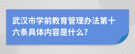 武汉市学前教育管理办法第十六条具体内容是什么?