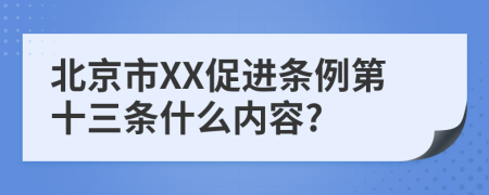 北京市XX促进条例第十三条什么内容?