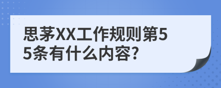 思茅XX工作规则第55条有什么内容?