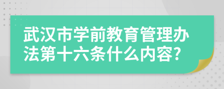 武汉市学前教育管理办法第十六条什么内容?