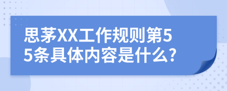 思茅XX工作规则第55条具体内容是什么?