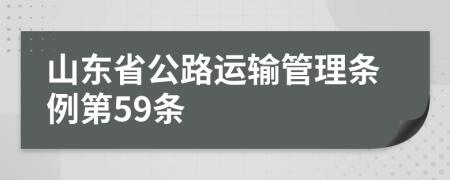 山东省公路运输管理条例第59条