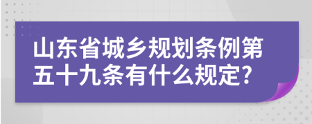 山东省城乡规划条例第五十九条有什么规定?