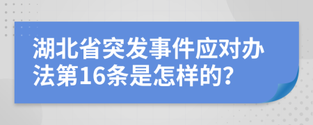 湖北省突发事件应对办法第16条是怎样的？