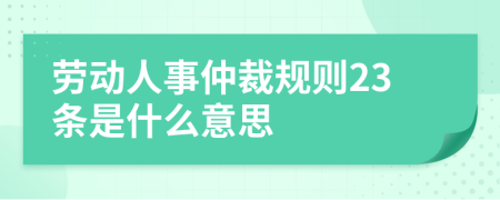 劳动人事仲裁规则23条是什么意思