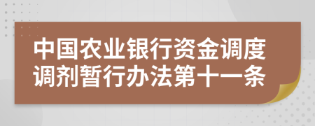 中国农业银行资金调度调剂暂行办法第十一条