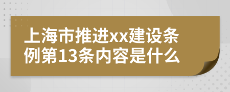 上海市推进xx建设条例第13条内容是什么