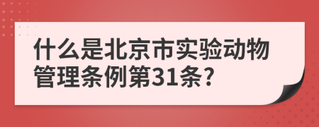 什么是北京市实验动物管理条例第31条?