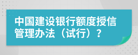 中国建设银行额度授信管理办法（试行）？