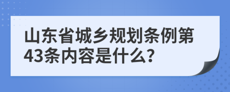 山东省城乡规划条例第43条内容是什么？