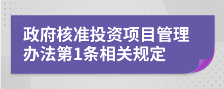 政府核准投资项目管理办法第1条相关规定