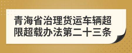 青海省治理货运车辆超限超载办法第二十三条