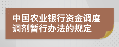 中国农业银行资金调度调剂暂行办法的规定