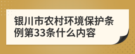 银川市农村环境保护条例第33条什么内容