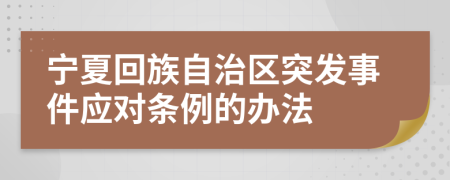 宁夏回族自治区突发事件应对条例的办法