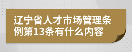 辽宁省人才市场管理条例第13条有什么内容