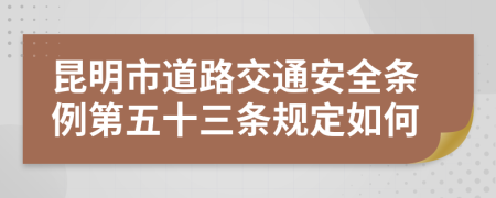 昆明市道路交通安全条例第五十三条规定如何