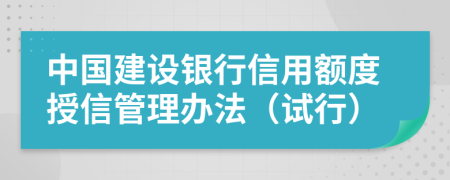 中国建设银行信用额度授信管理办法（试行）