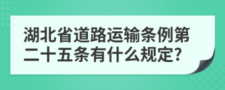 湖北省道路运输条例第二十五条有什么规定?