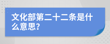 文化部第二十二条是什么意思？