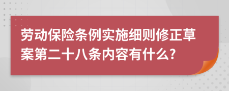 劳动保险条例实施细则修正草案第二十八条内容有什么?