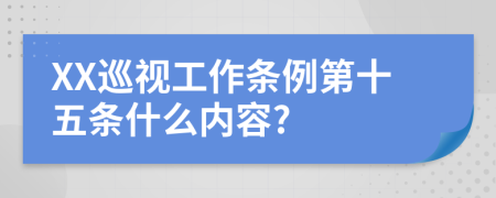 XX巡视工作条例第十五条什么内容?